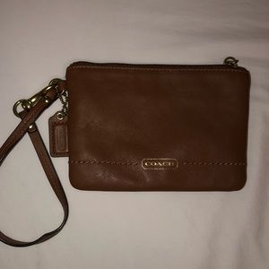 brown leather vintage COACH wristlet